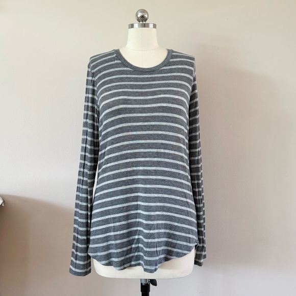 Velvet by Graham & Spencer Tops - Velvet / Gray Stripe Long Sleeve
